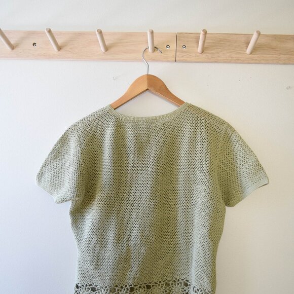Vtg sage green crochet top - Picture 4 of 4